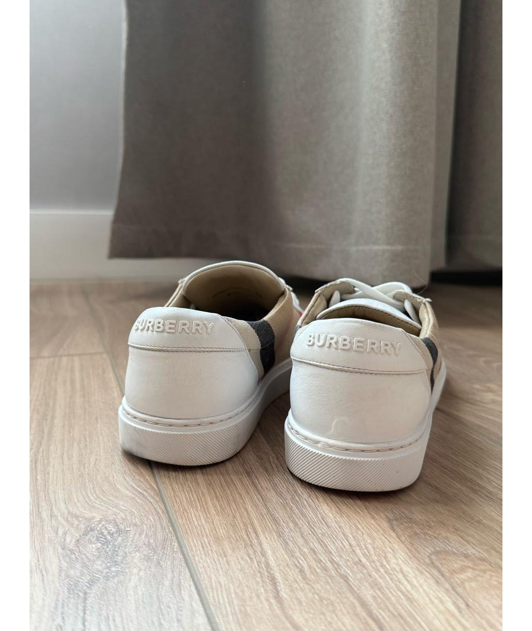 BURBERRY Бежевые кожаные кеды, фото 5