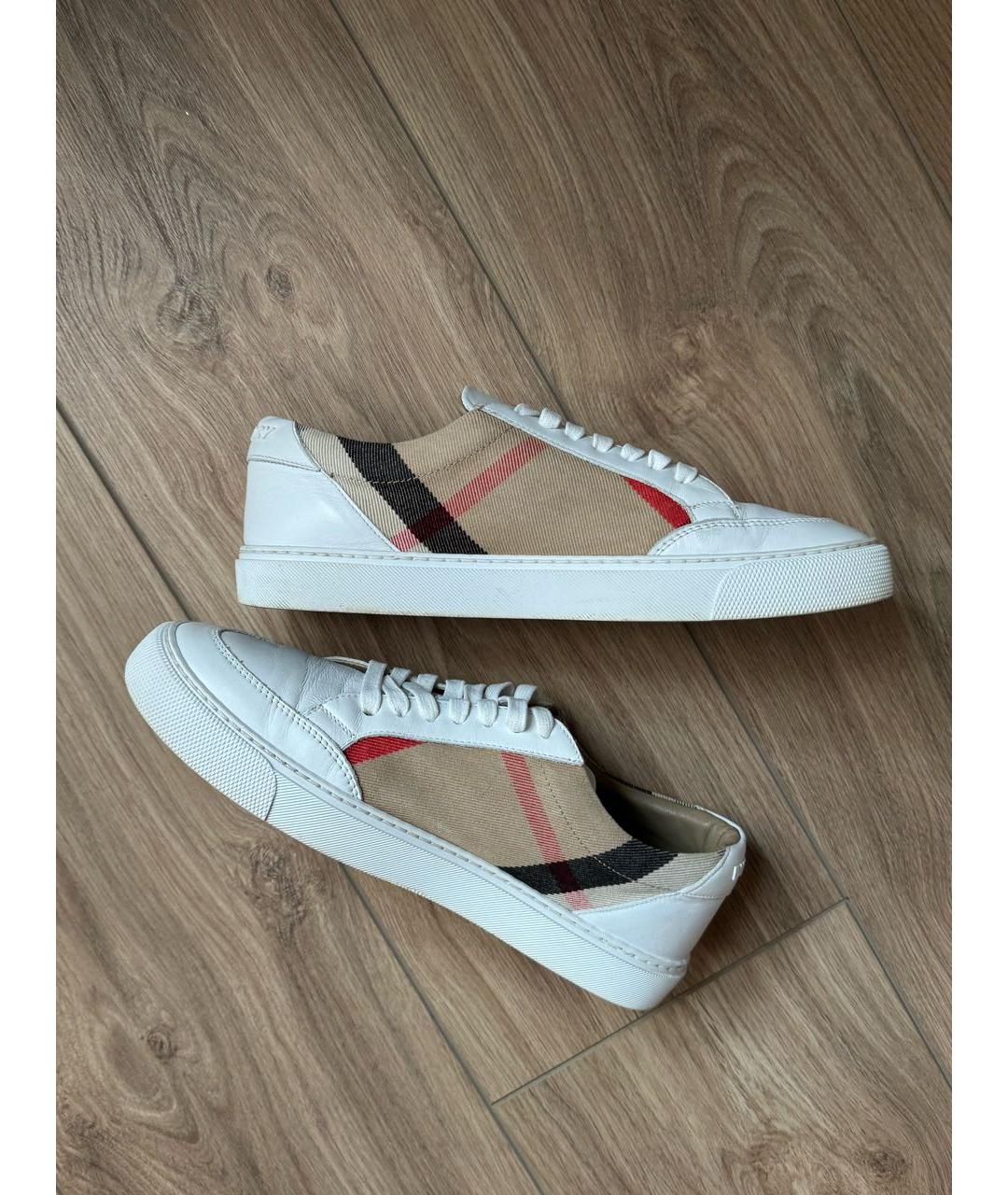 BURBERRY Бежевые кожаные кеды, фото 6