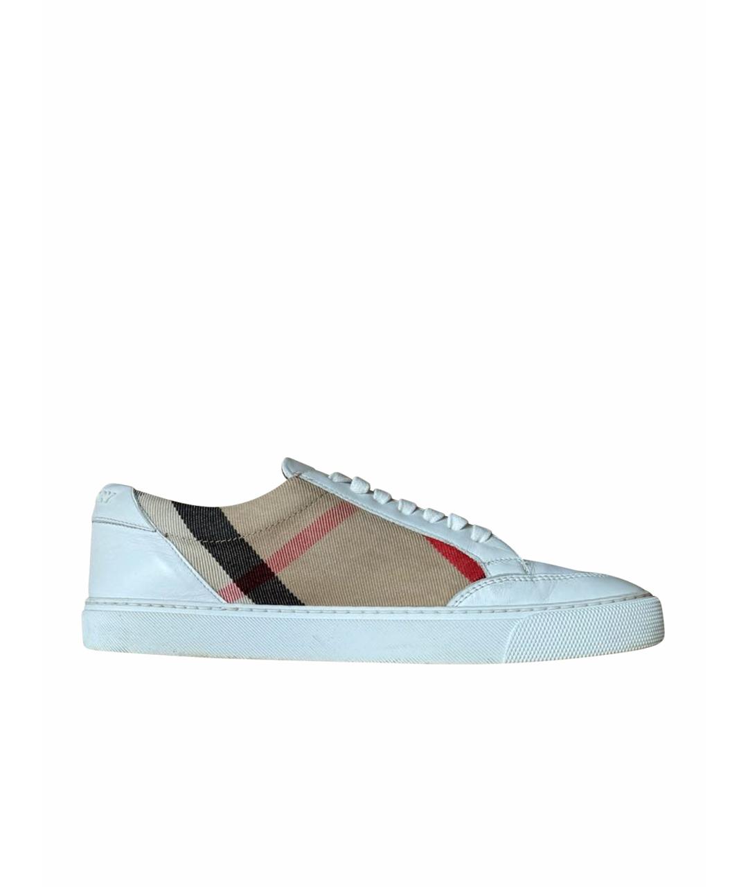 BURBERRY Бежевые кожаные кеды, фото 1