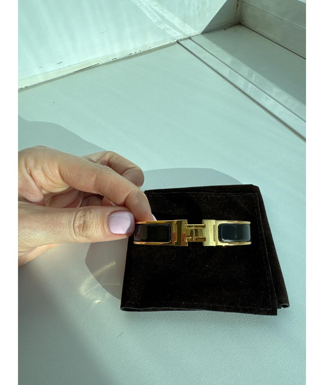 HERMES Черный позолоченный браслет, фото 4