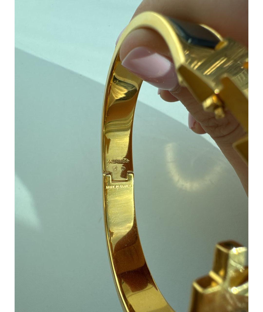 HERMES Черный позолоченный браслет, фото 5