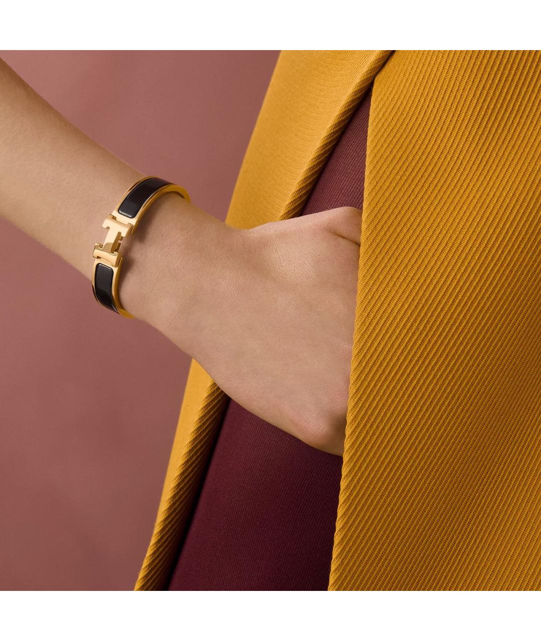 HERMES Черный позолоченный браслет, фото 3