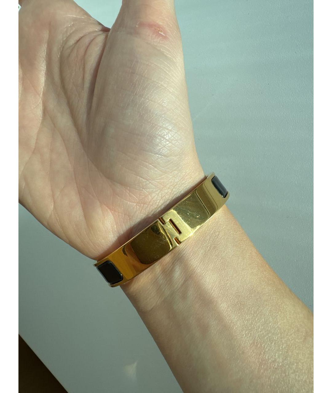 HERMES Черный позолоченный браслет, фото 6