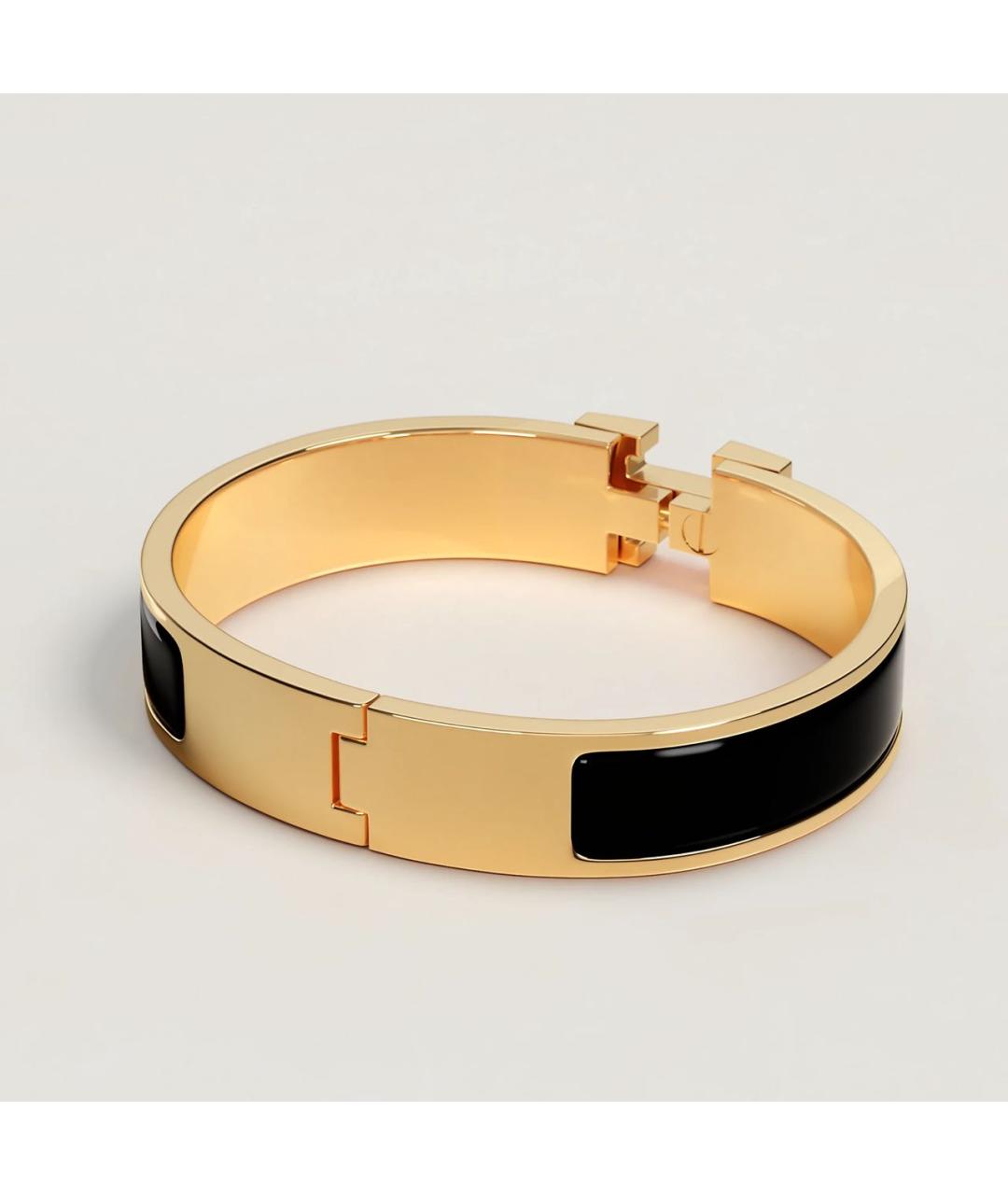 HERMES Черный позолоченный браслет, фото 2