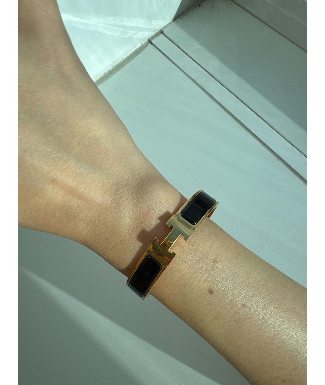 HERMES Черный позолоченный браслет, фото 7