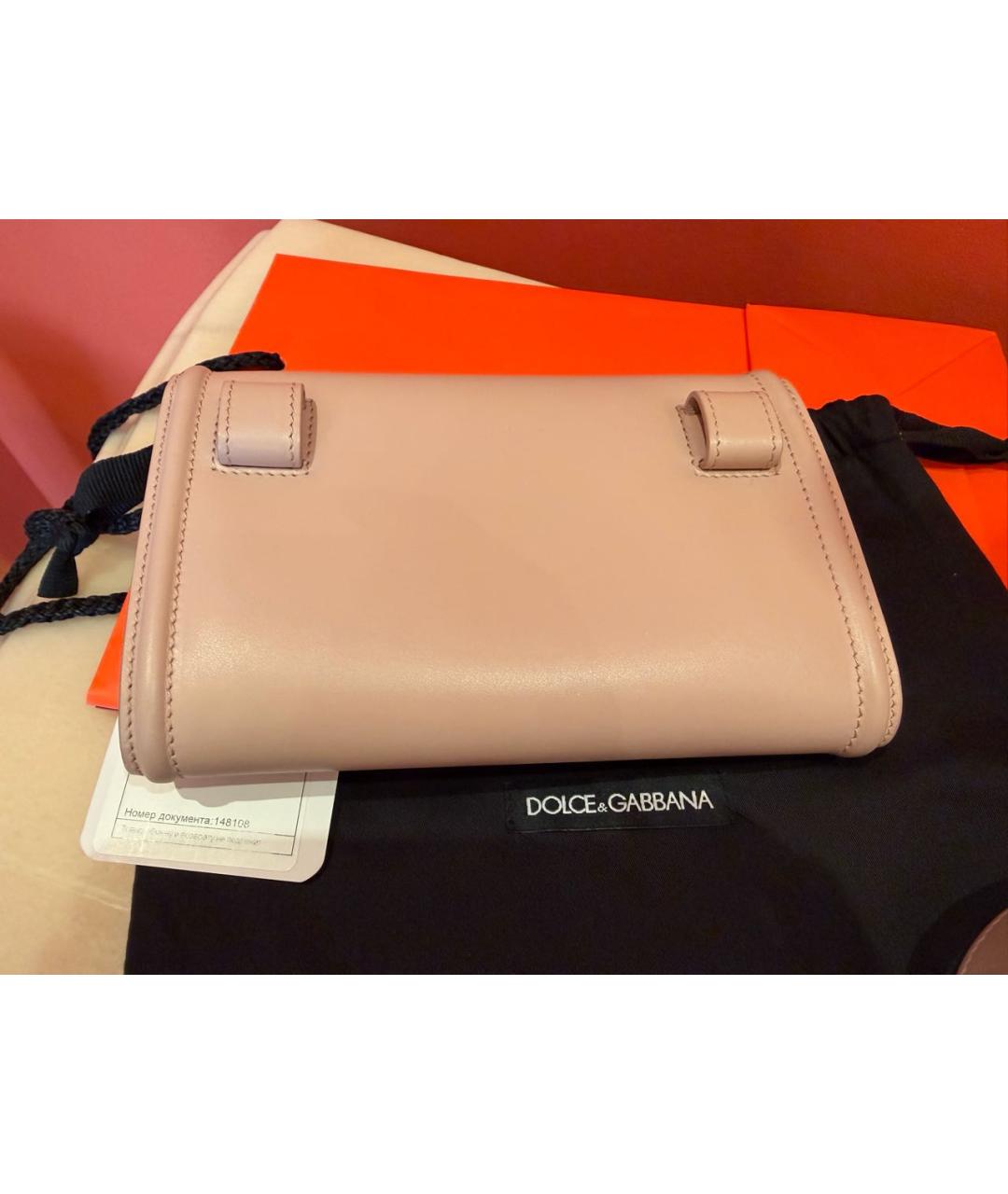 DOLCE&GABBANA Бежевая кожаная поясная сумка, фото 4