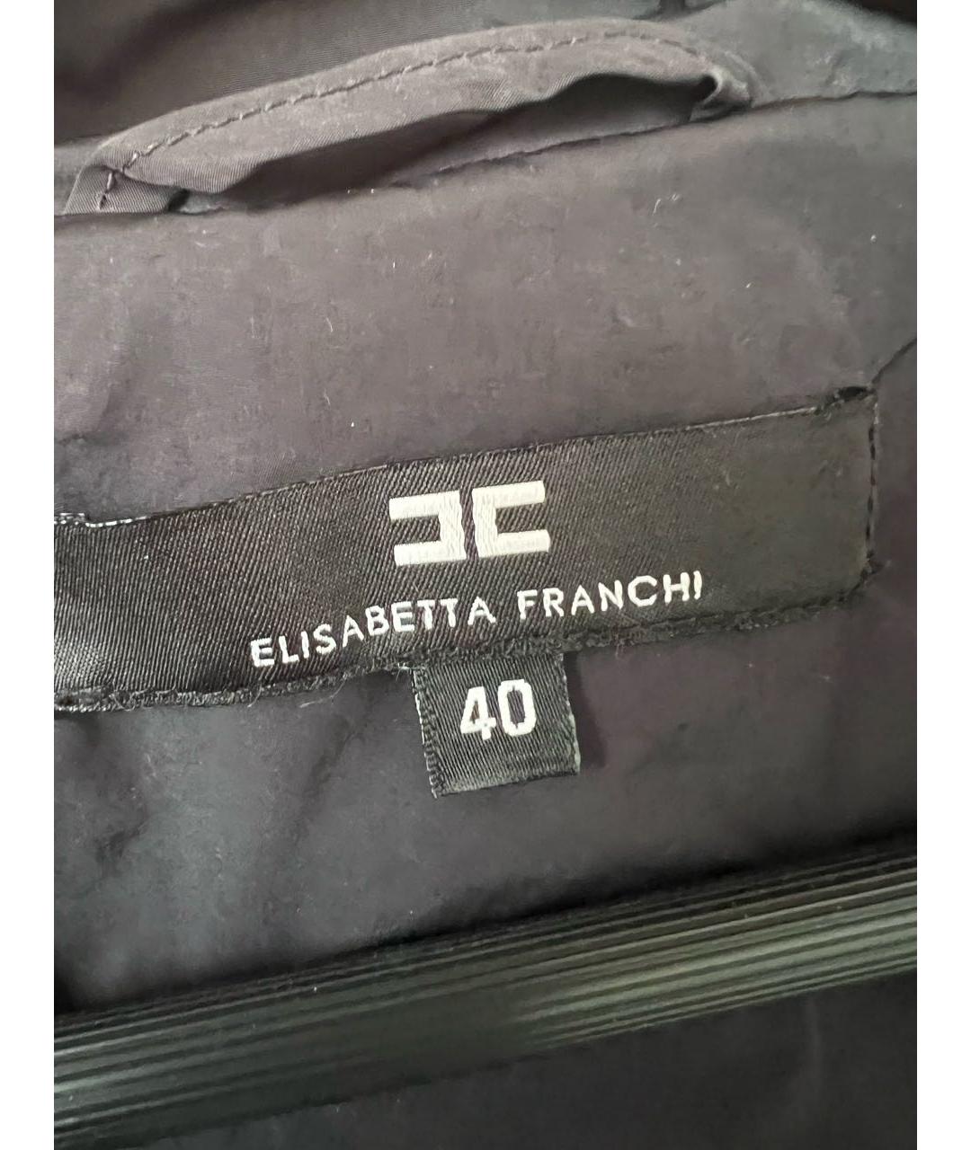 ELISABETTA FRANCHI Черный полиэстеровый тренч/плащ, фото 3