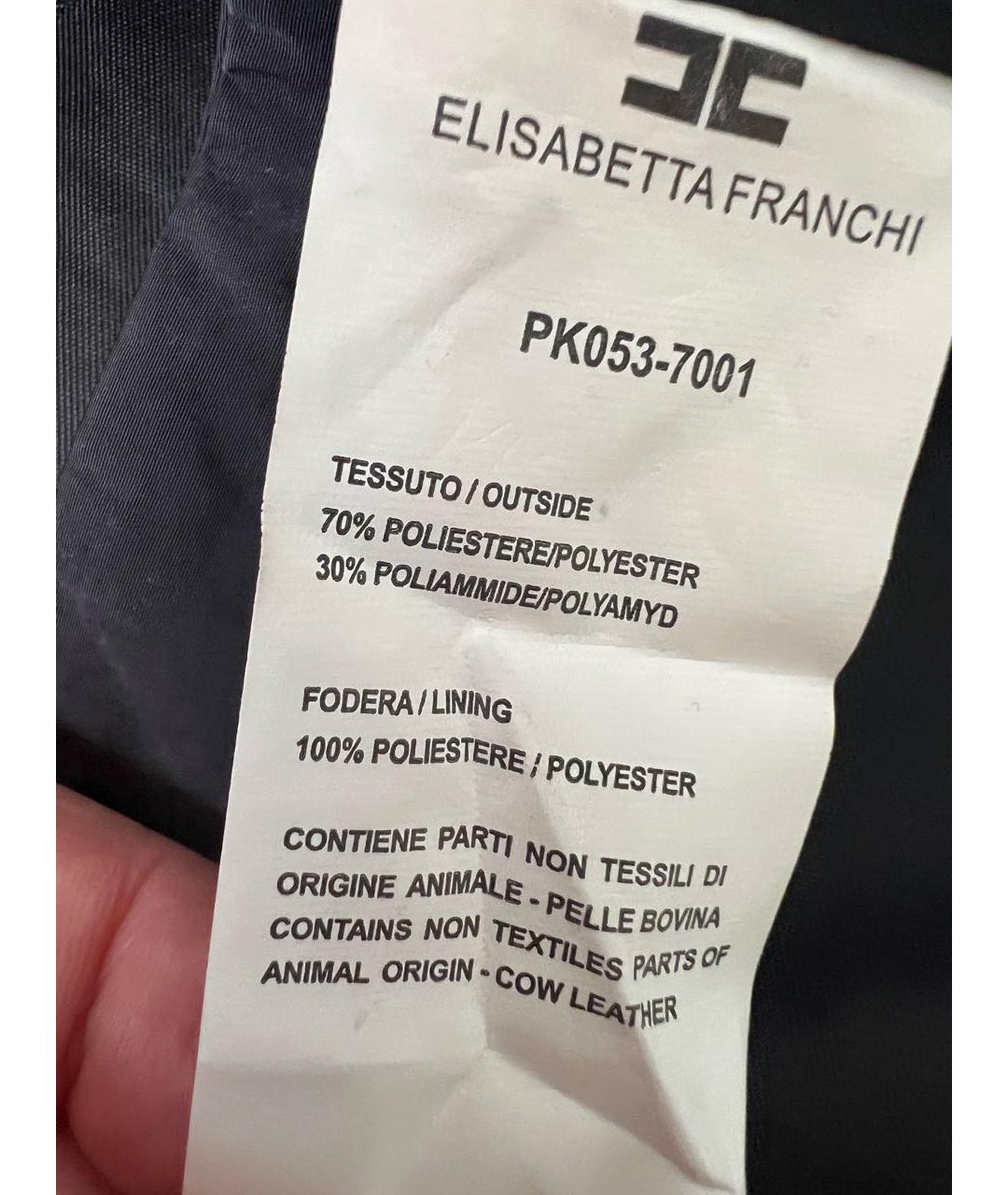 ELISABETTA FRANCHI Черный полиэстеровый тренч/плащ, фото 4