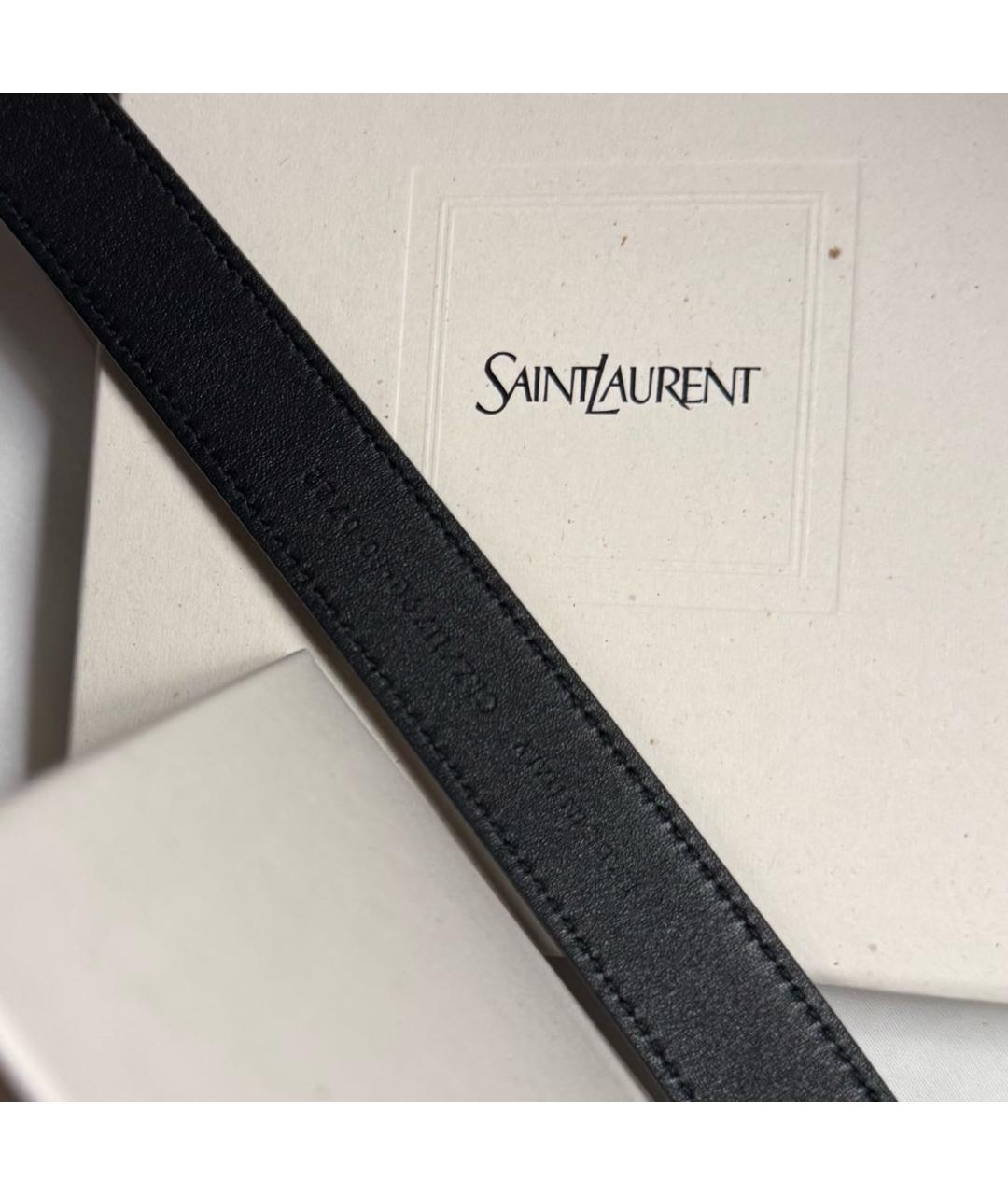SAINT LAURENT Черный кожаный ремень, фото 5