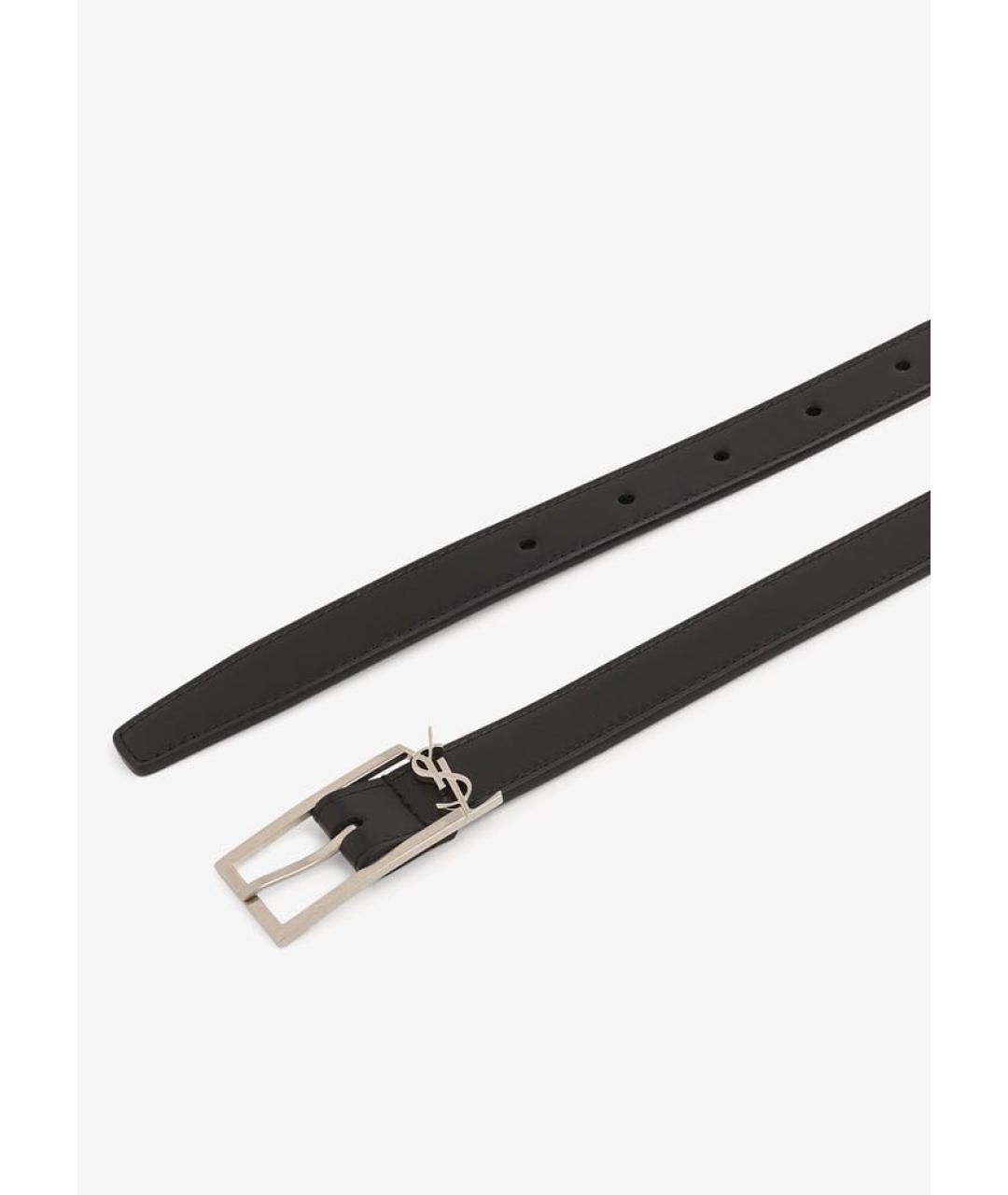 SAINT LAURENT Черный кожаный ремень, фото 2