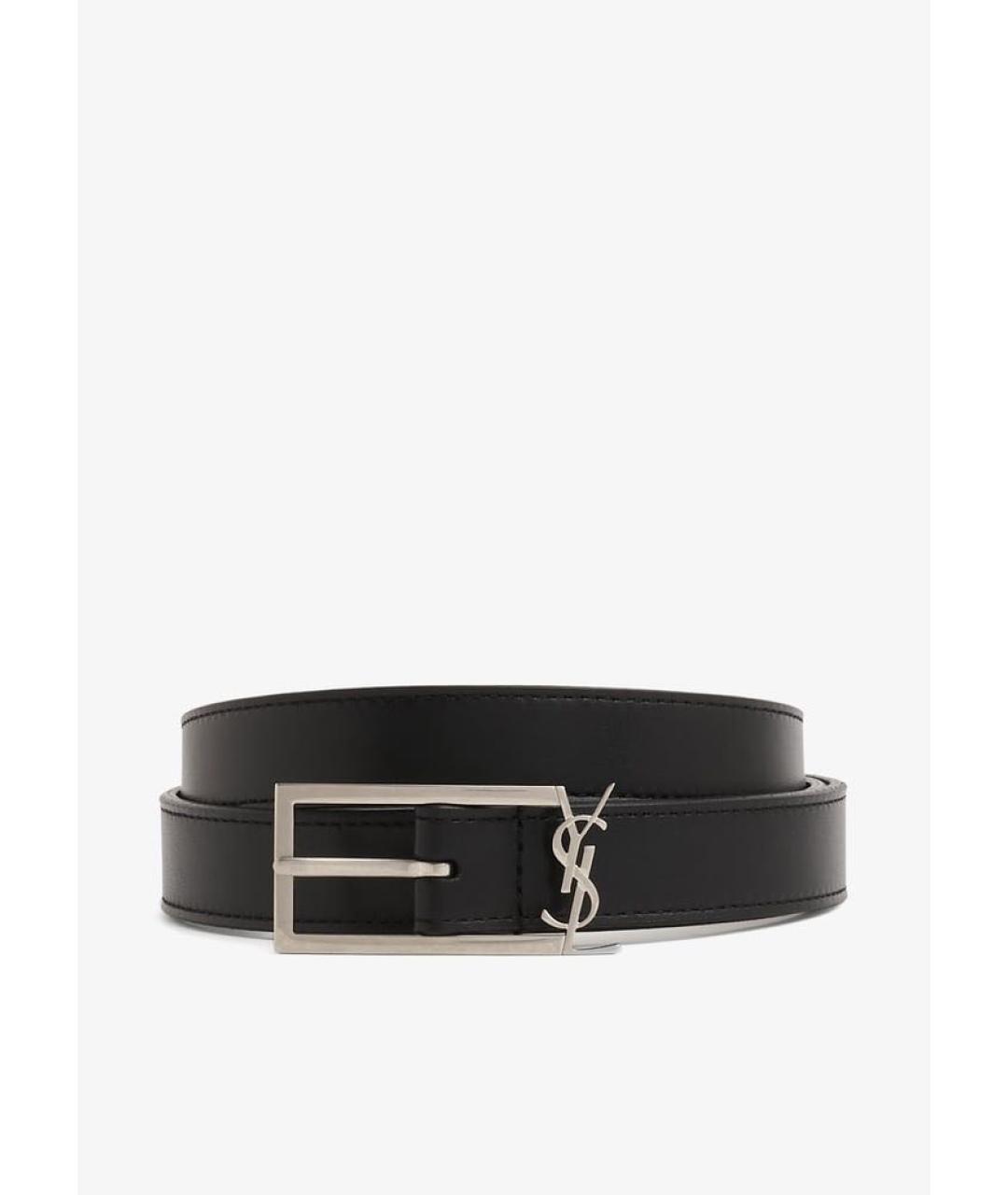 SAINT LAURENT Черный кожаный ремень, фото 6