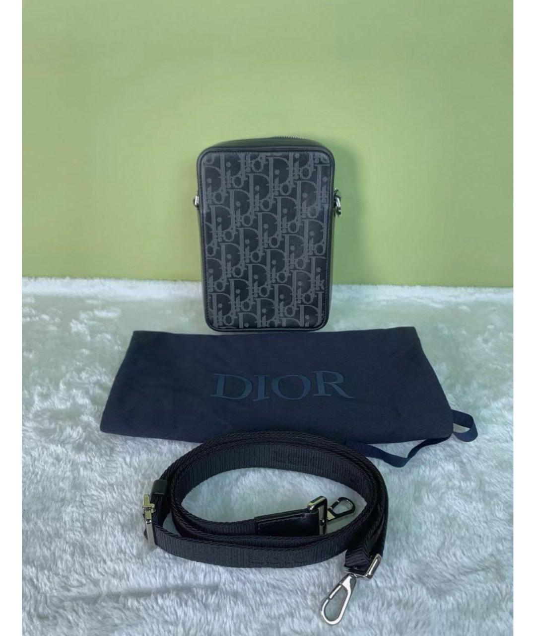 CHRISTIAN DIOR Черная кожаная барсетка, фото 2