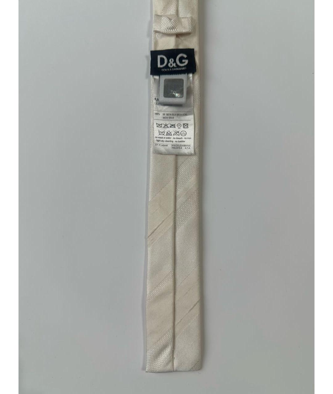 DOLCE&GABBANA Белый шелковый галстук, фото 2