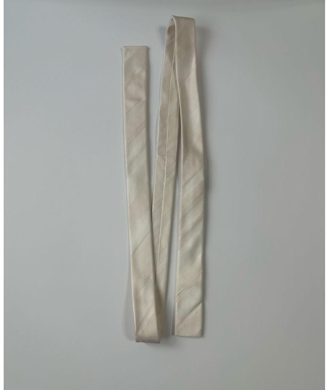 DOLCE&GABBANA Белый шелковый галстук, фото 5