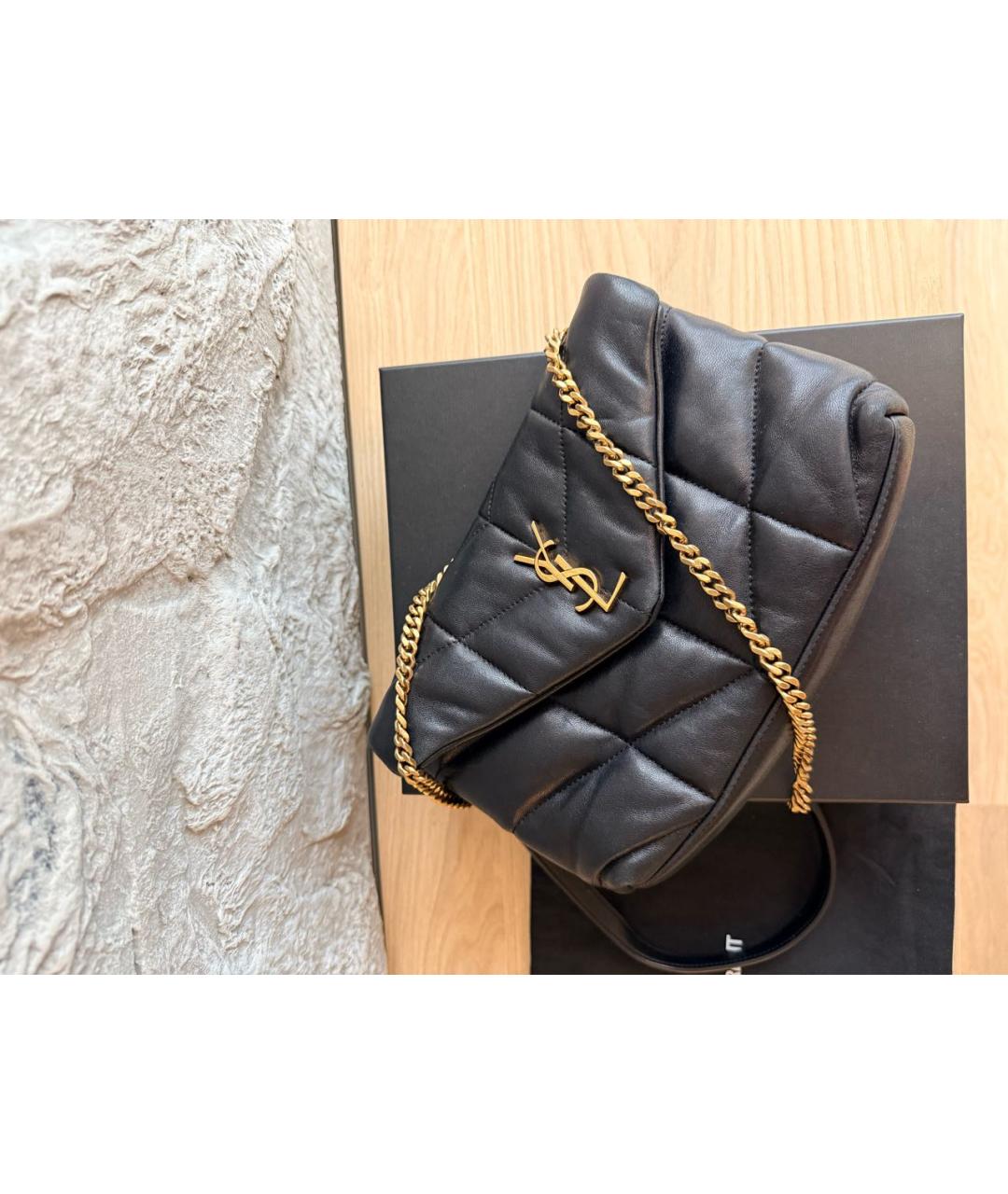 SAINT LAURENT Черная кожаная сумка через плечо, фото 2