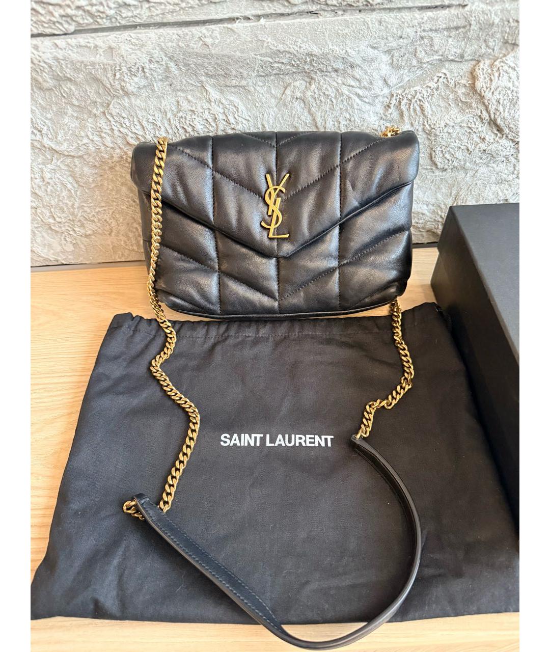 SAINT LAURENT Черная кожаная сумка через плечо, фото 5