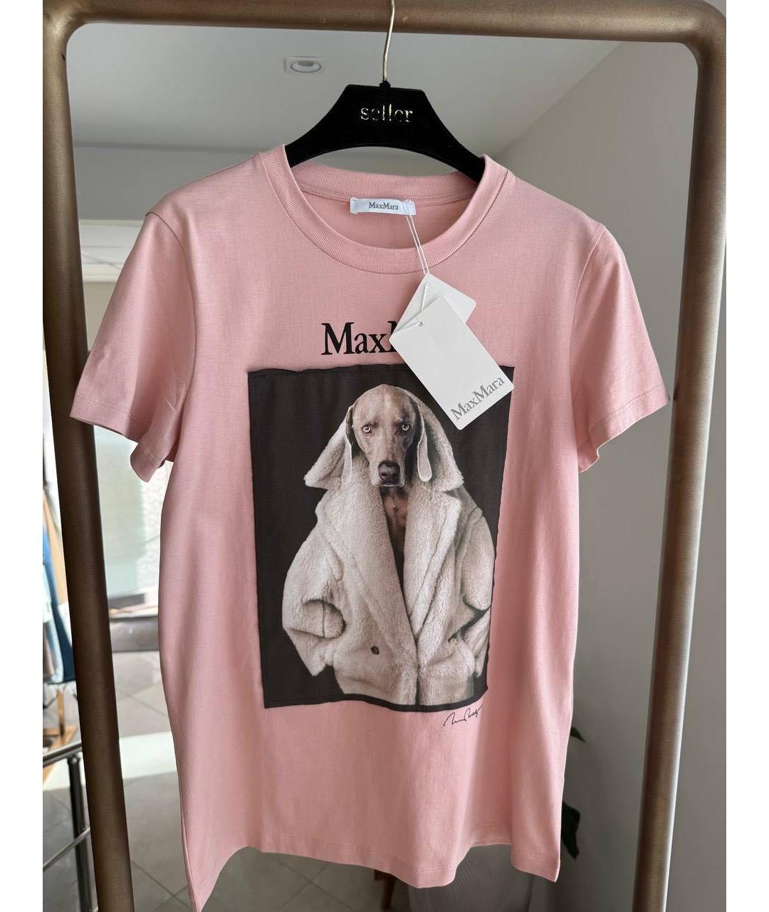 MAX MARA Коралловая хлопковая футболка, фото 5