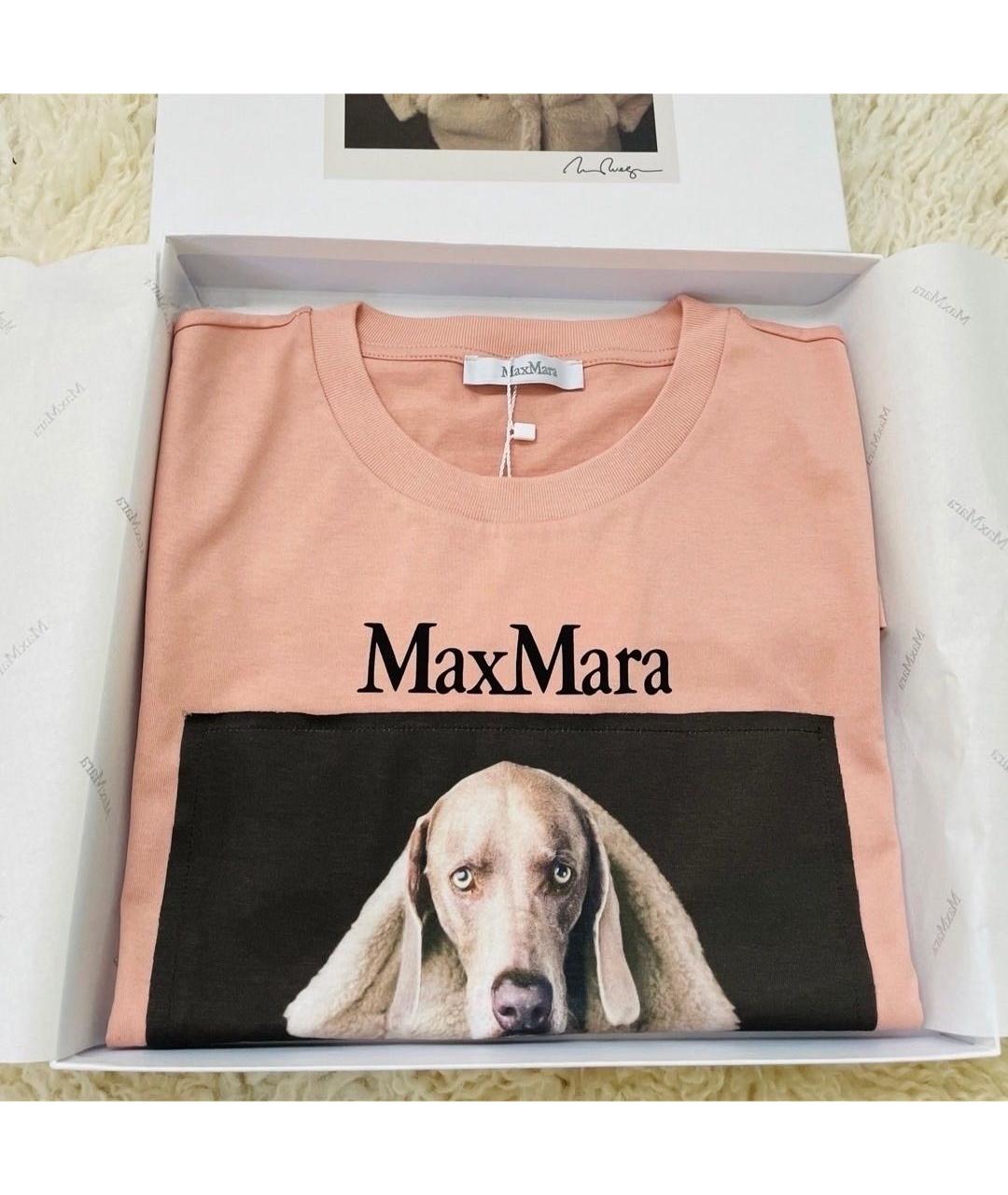 MAX MARA Коралловая хлопковая футболка, фото 4