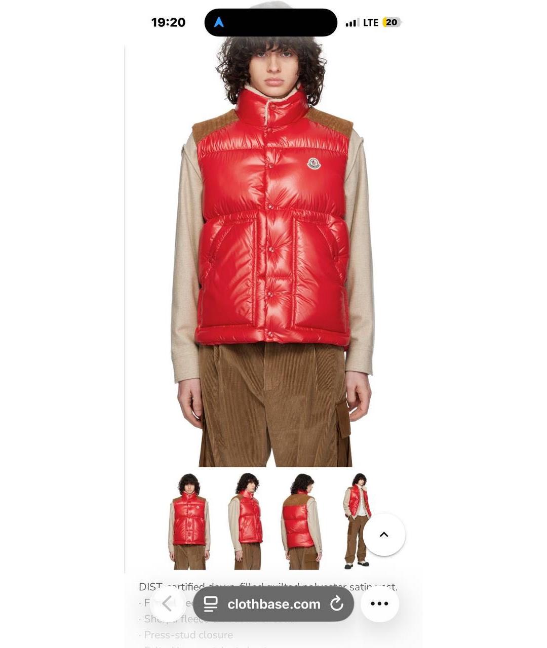 MONCLER Красный жилет, фото 5