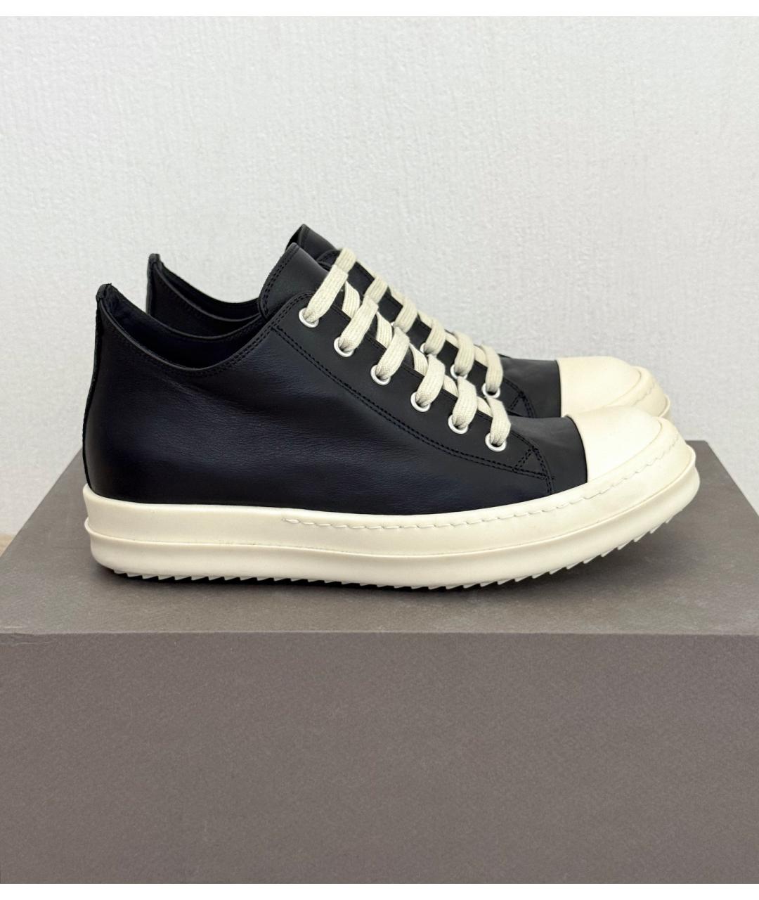 RICK OWENS Черные кожаные кеды, фото 4