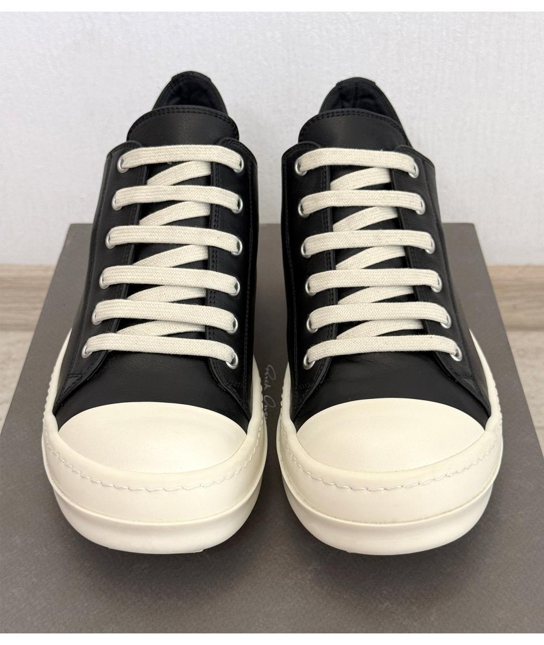 RICK OWENS Черные кожаные кеды, фото 3