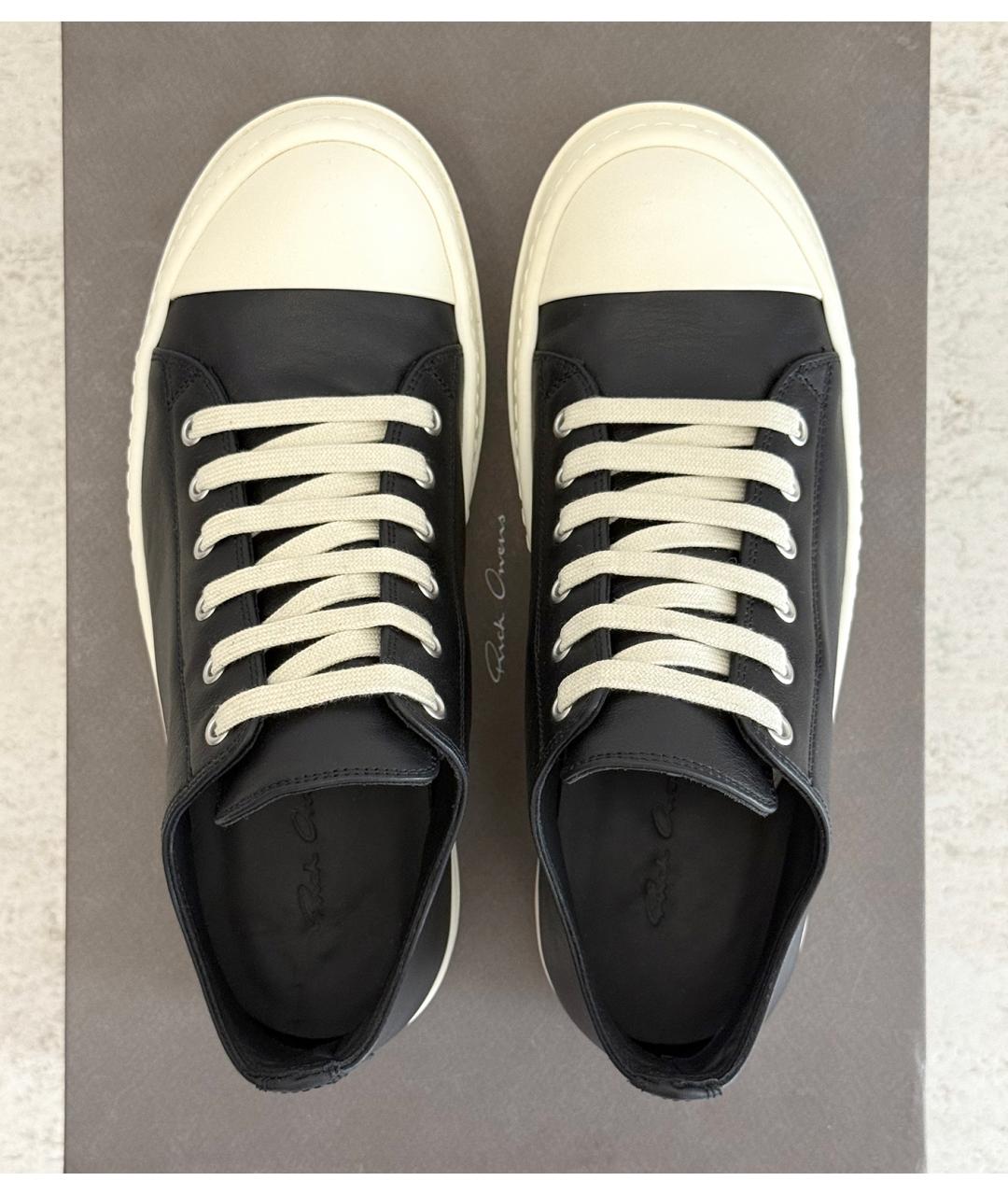 RICK OWENS Черные кожаные кеды, фото 8
