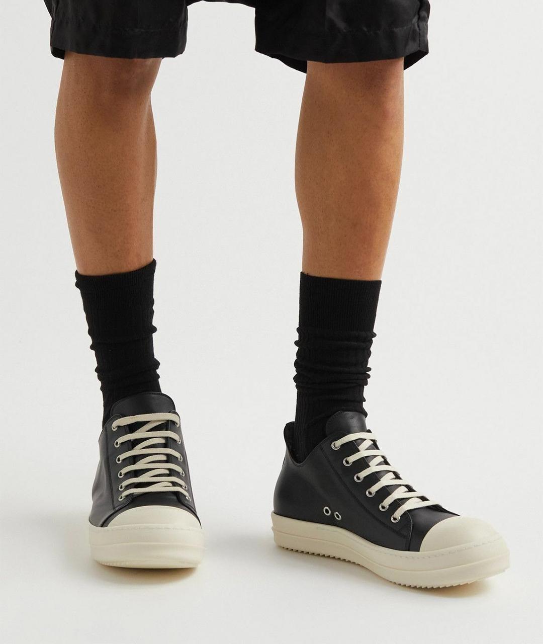 RICK OWENS Черные кожаные кеды, фото 6