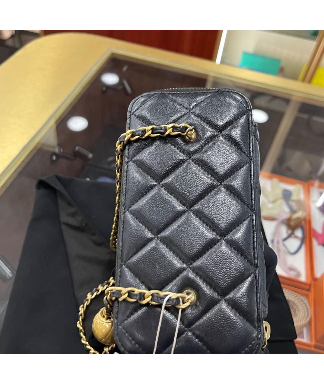 CHANEL Черная кожаная сумка через плечо, фото 5