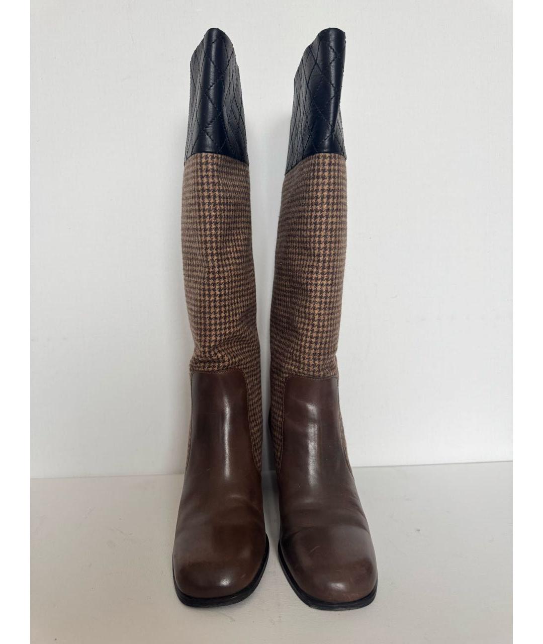 CHANEL Коричневые кожаные сапоги, фото 2