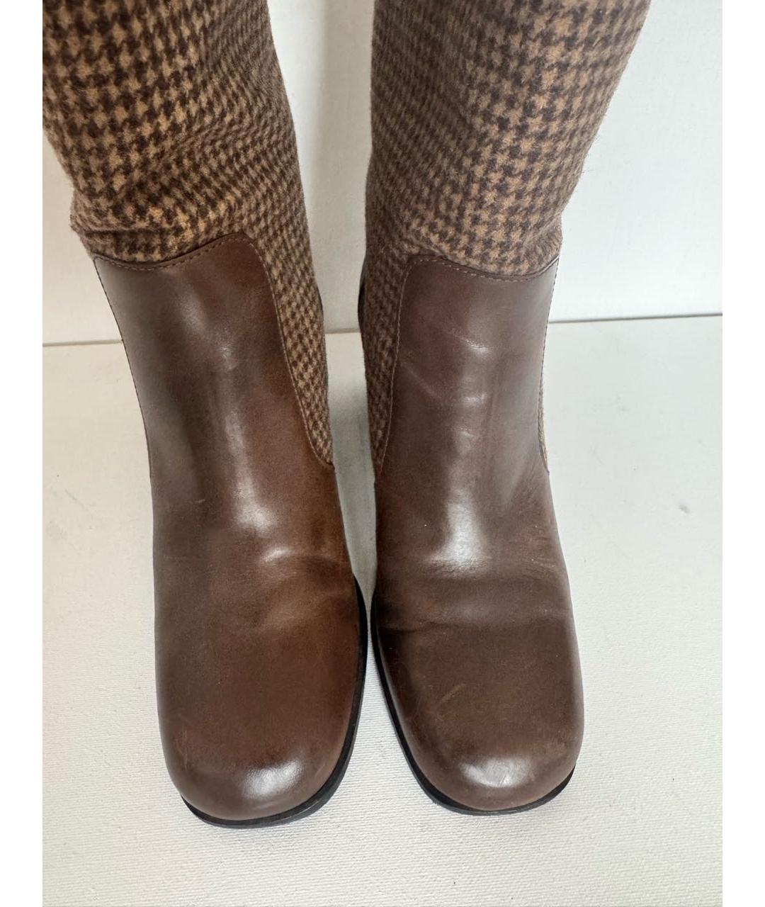 CHANEL Коричневые кожаные сапоги, фото 3