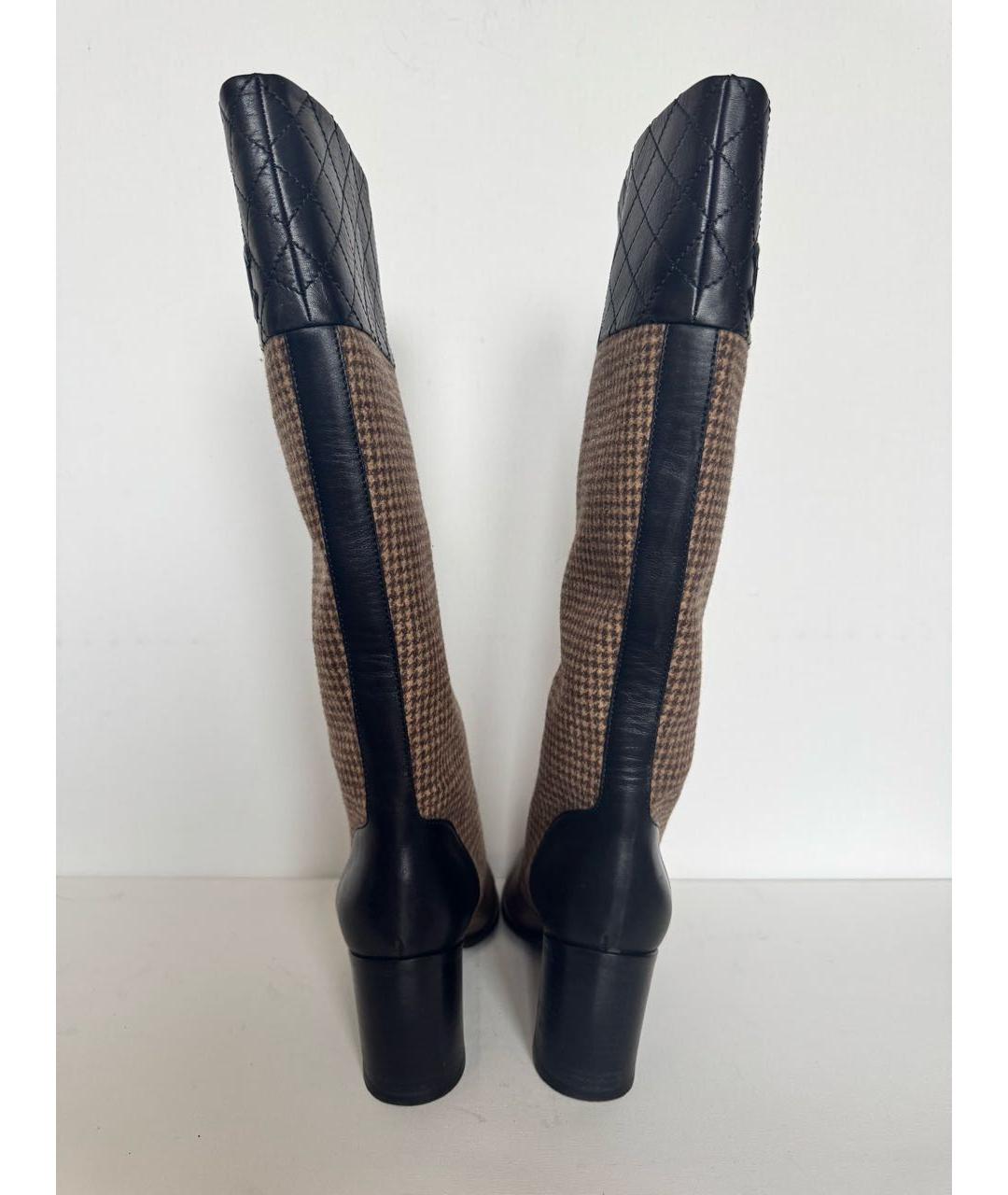 CHANEL Коричневые кожаные сапоги, фото 4