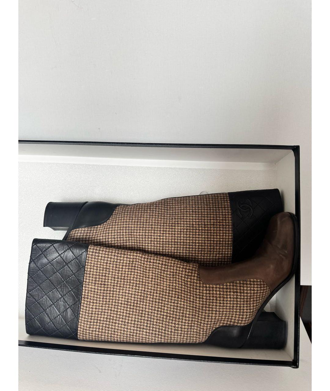 CHANEL Коричневые кожаные сапоги, фото 5
