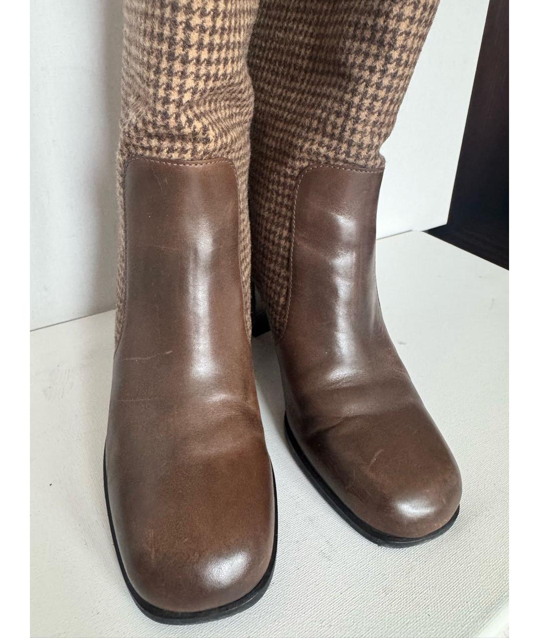 CHANEL Коричневые кожаные сапоги, фото 6