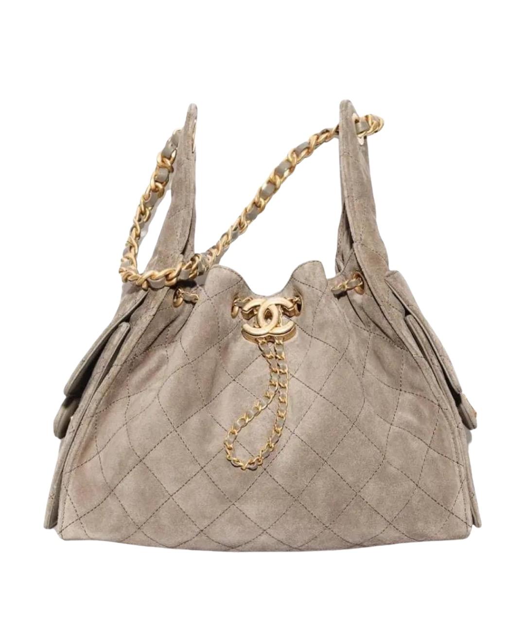 CHANEL Бежевая замшевая сумка через плечо, фото 1