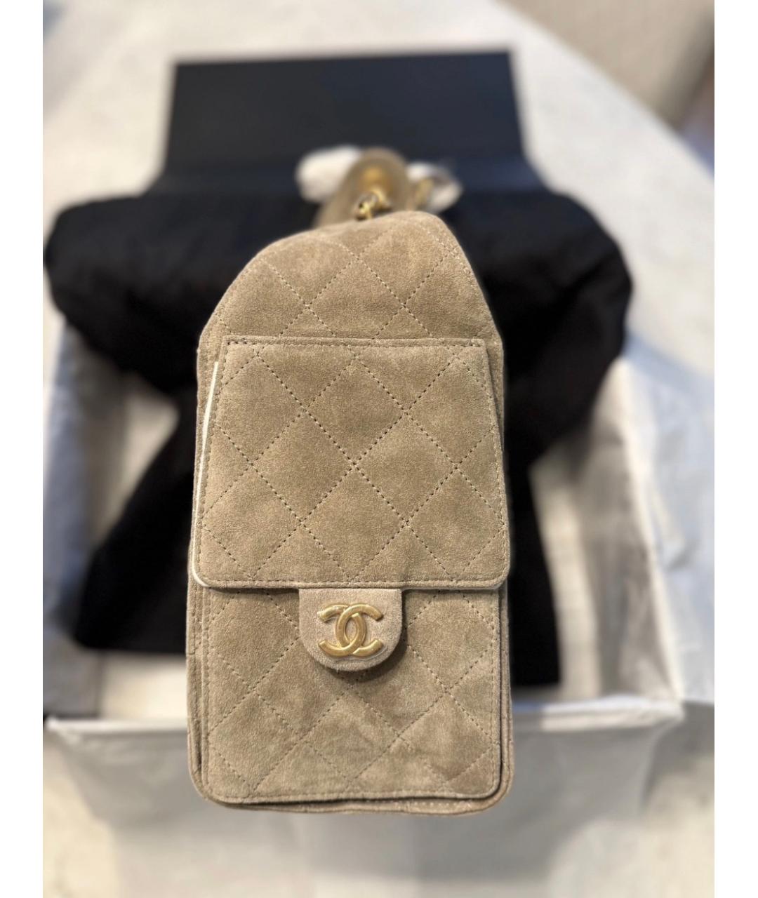 CHANEL Бежевая замшевая сумка через плечо, фото 6
