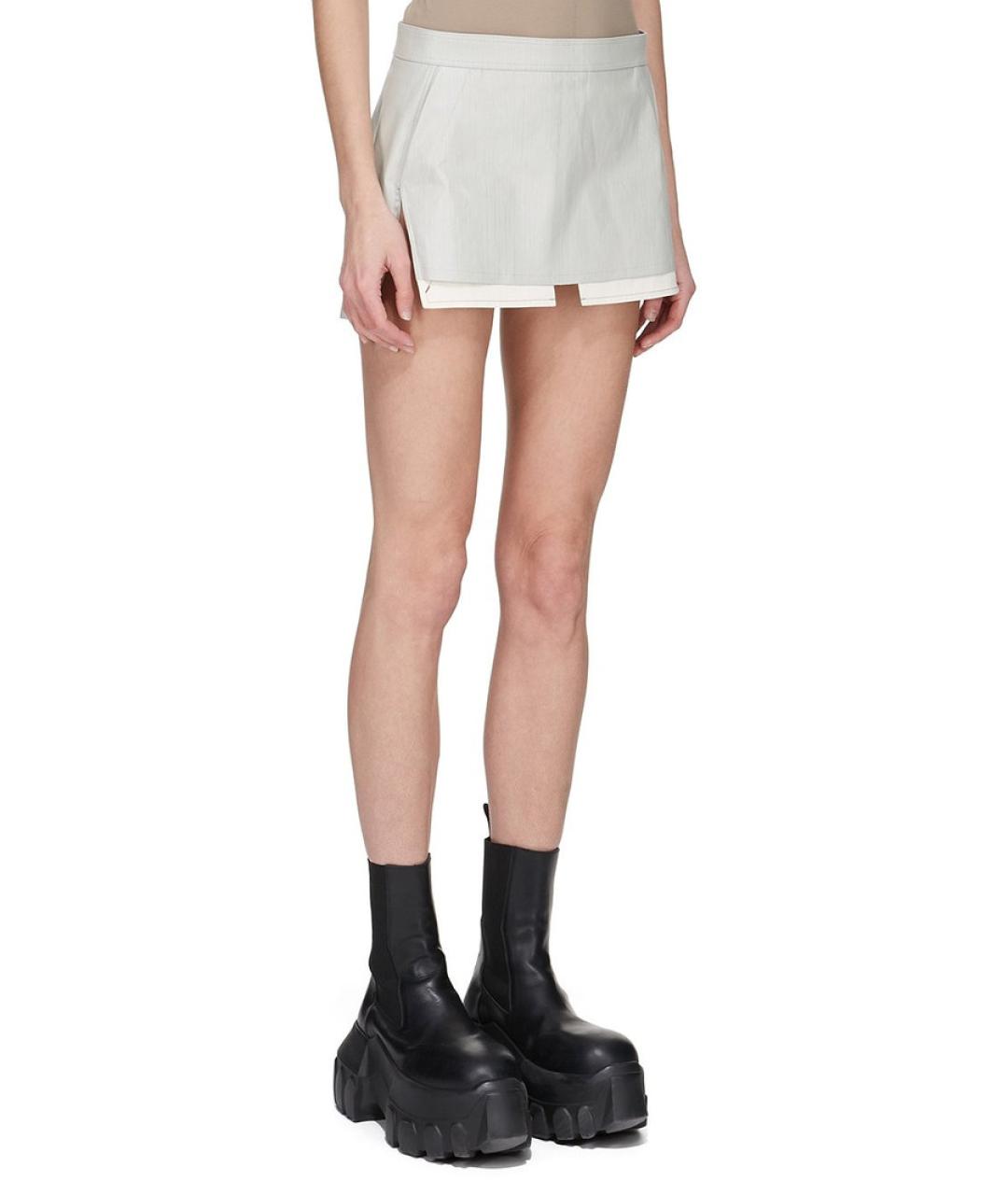 RICK OWENS Серая хлопковая юбка мини, фото 3