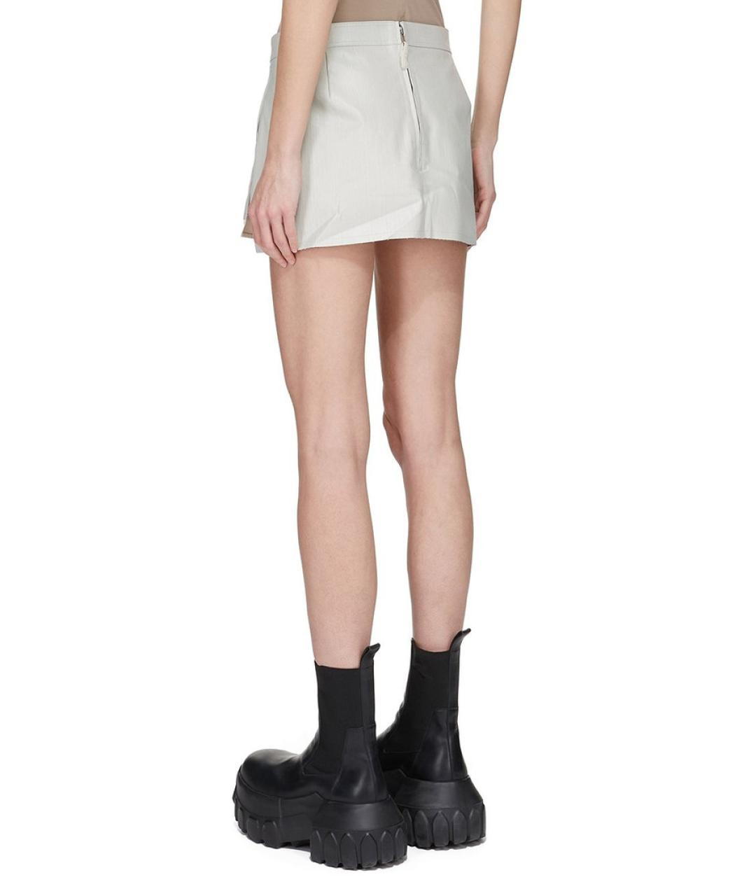 RICK OWENS Серая хлопковая юбка мини, фото 4