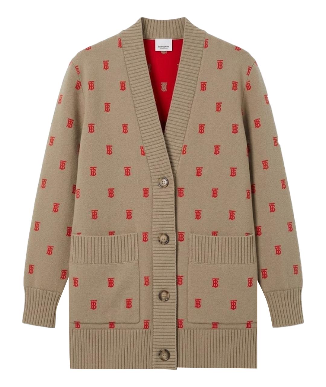 BURBERRY Бежевый шерстяной кардиган, фото 1