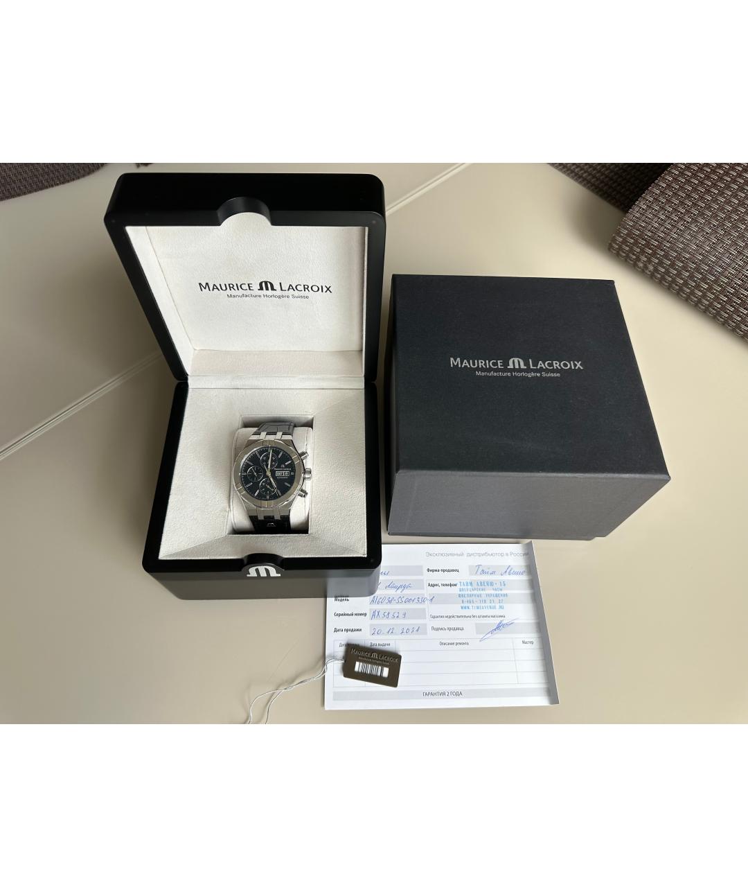MAURICE LACROIX Черные стальные часы, фото 2