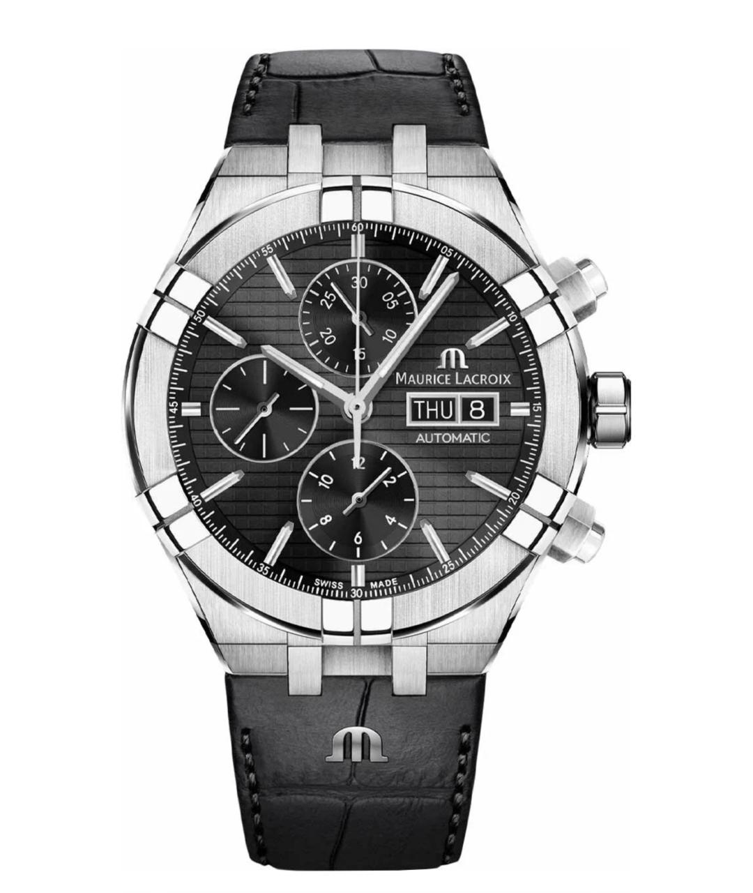 MAURICE LACROIX Черные стальные часы, фото 1