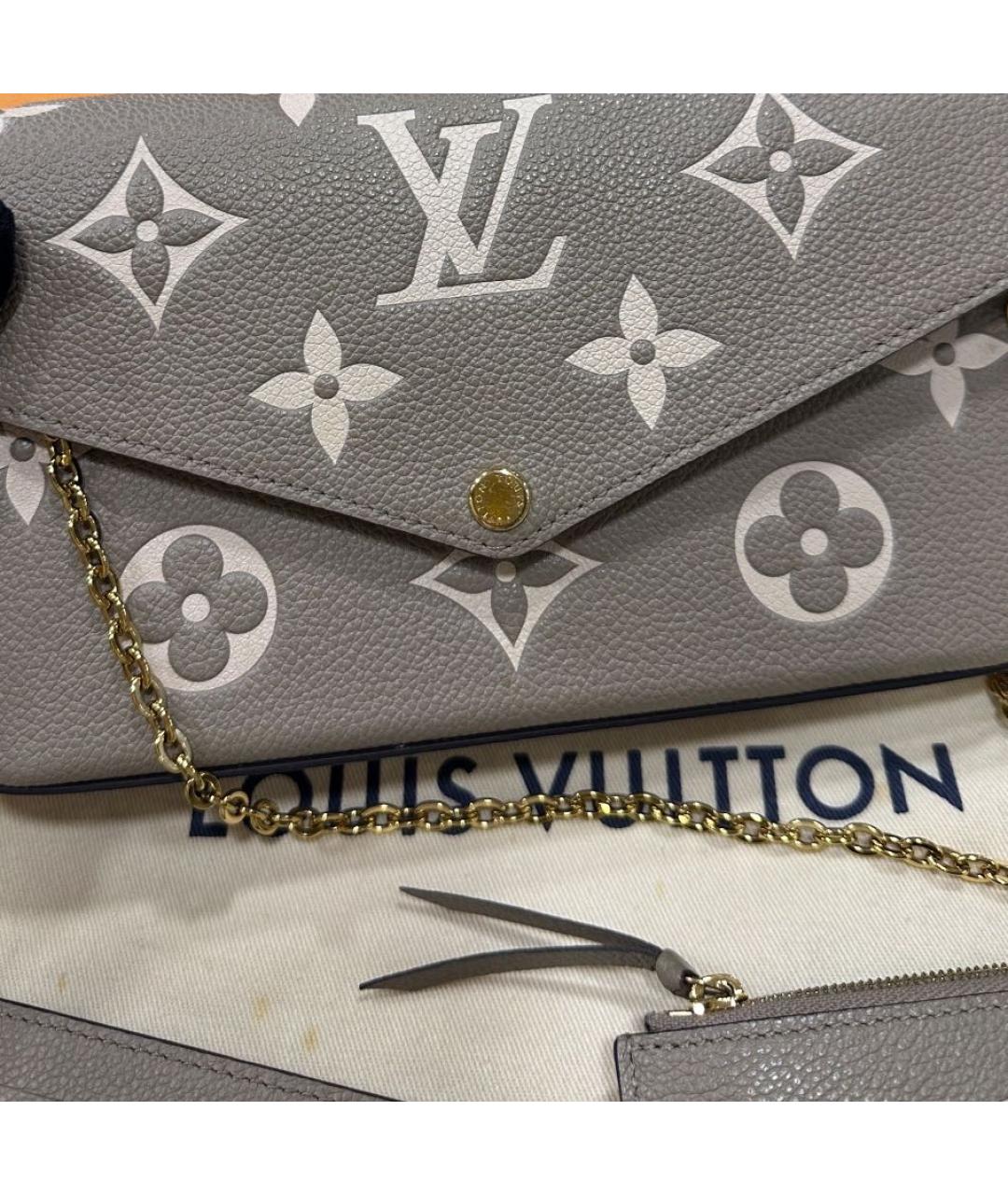 LOUIS VUITTON Серая кожаная сумка через плечо, фото 5
