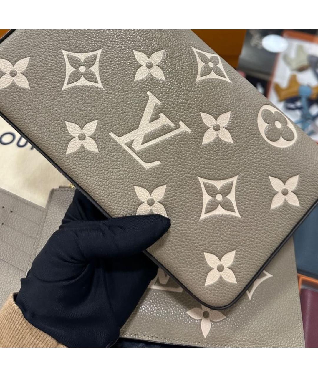 LOUIS VUITTON Серая кожаная сумка через плечо, фото 4