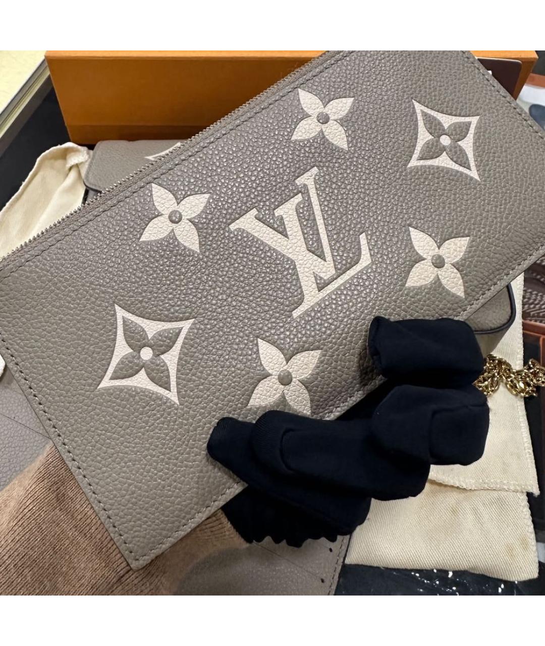 LOUIS VUITTON Серая кожаная сумка через плечо, фото 3