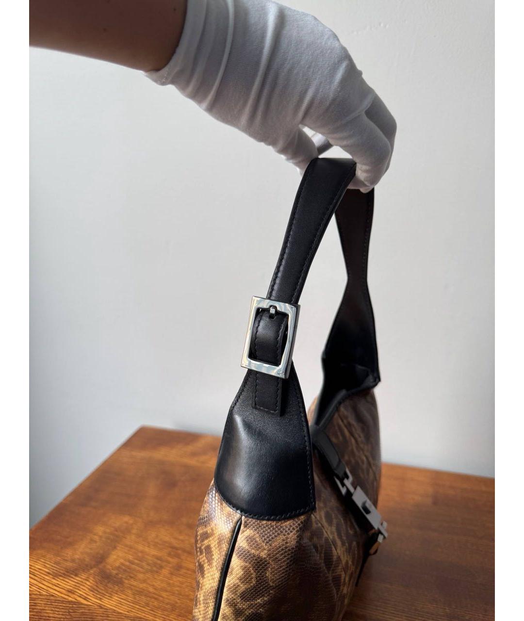 GUCCI Коричневая кожаная сумка через плечо, фото 7