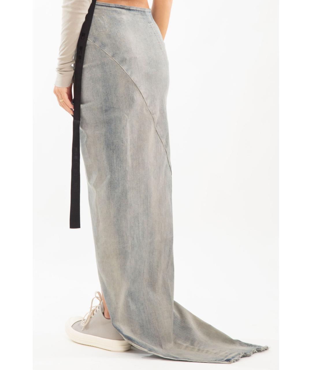 RICK OWENS Серая хлопковая юбка макси, фото 5