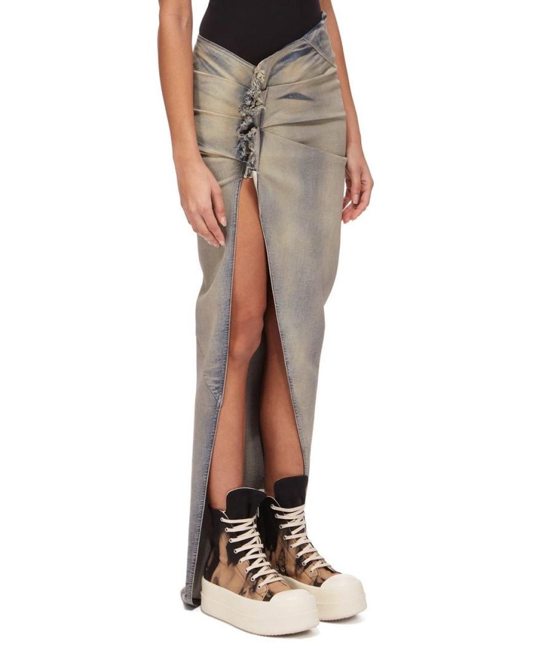 RICK OWENS Серая хлопковая юбка макси, фото 7