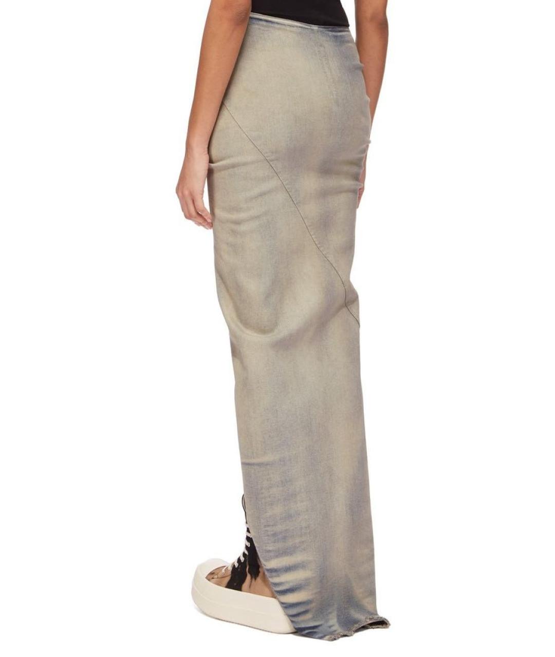 RICK OWENS Серая хлопковая юбка макси, фото 8