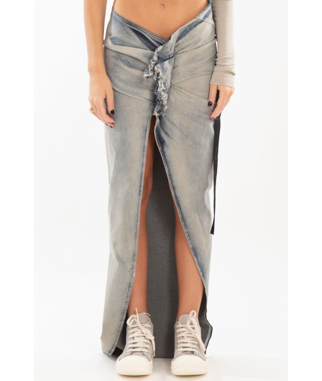 RICK OWENS Серая хлопковая юбка макси, фото 3