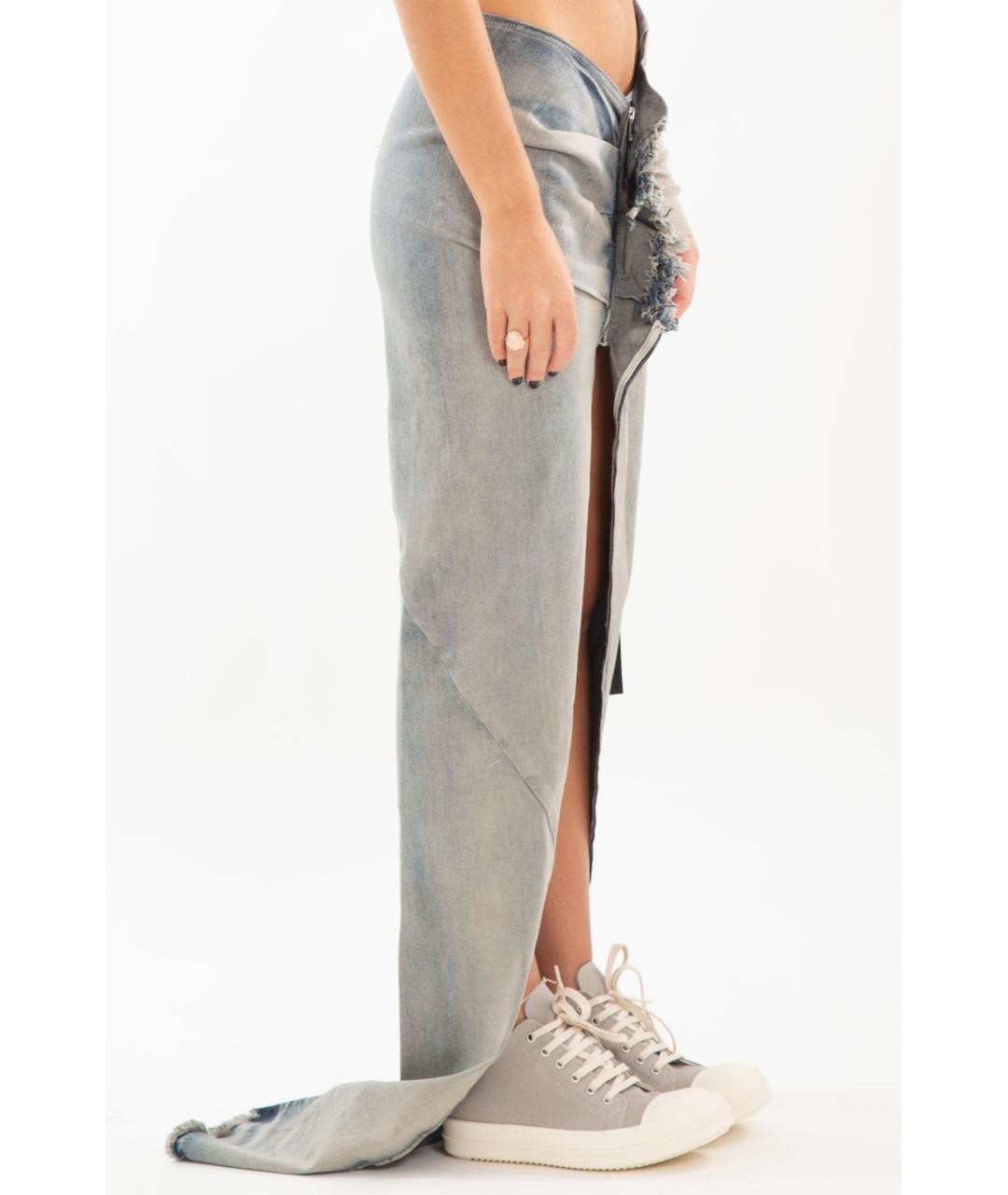 RICK OWENS Серая хлопковая юбка макси, фото 4