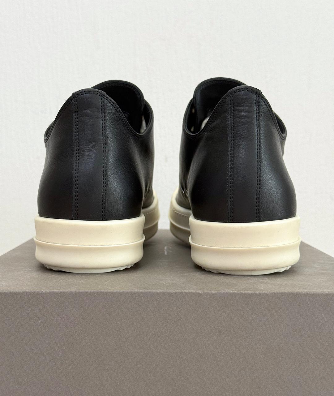 RICK OWENS Черные кожаные низкие кроссовки / кеды, фото 5